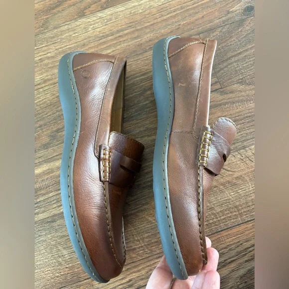 Born Mens Size 11 Simon II Tan Full Grain Leather Penny Loafers Drivers Shoes - Picture 12 of 16